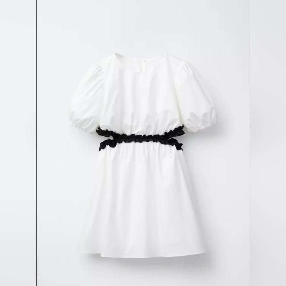 ZARA Kids White Dress with Black Waist‎ Detail SIZR 12-13